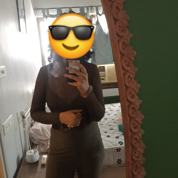 AVBL Sexy Missguided Khaki Green Sheer Top Jumpsuit - UK8 - Picture 4 of 9